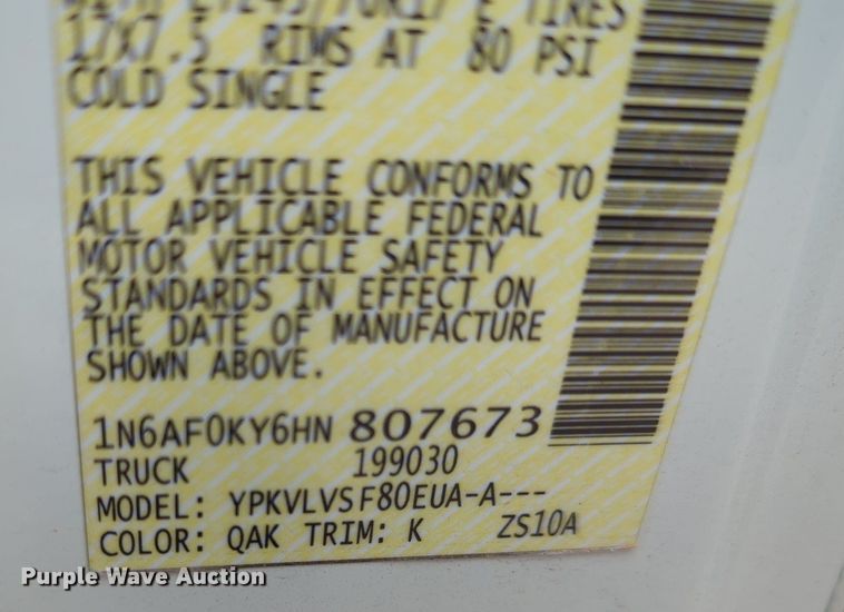 image for item MY9509 2017 Nissan NV2500HD  van