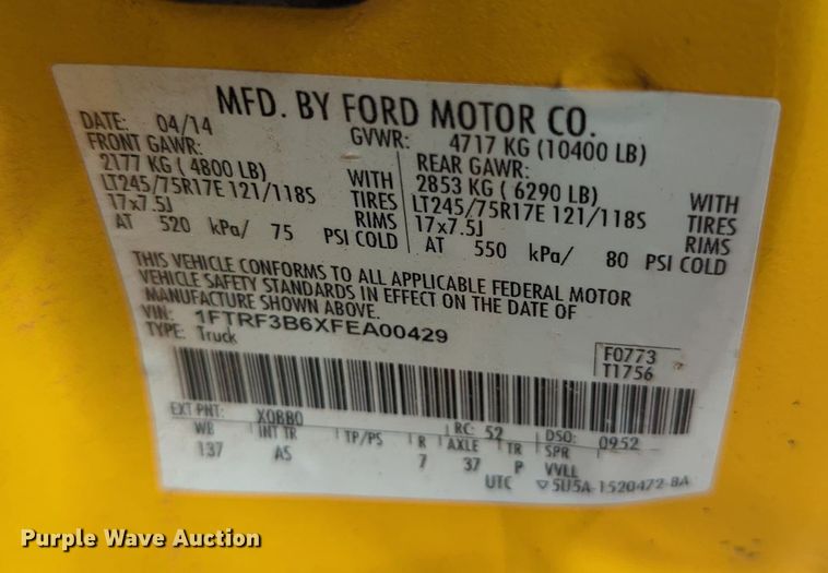 image for item MY9518 2015  Ford F350 Super Duty XL  utility bed pickup truck