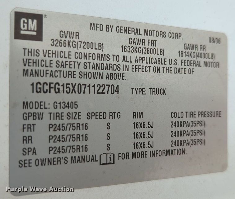 image for item MY9534 2007 Chevrolet Express 1500 Cargo  van