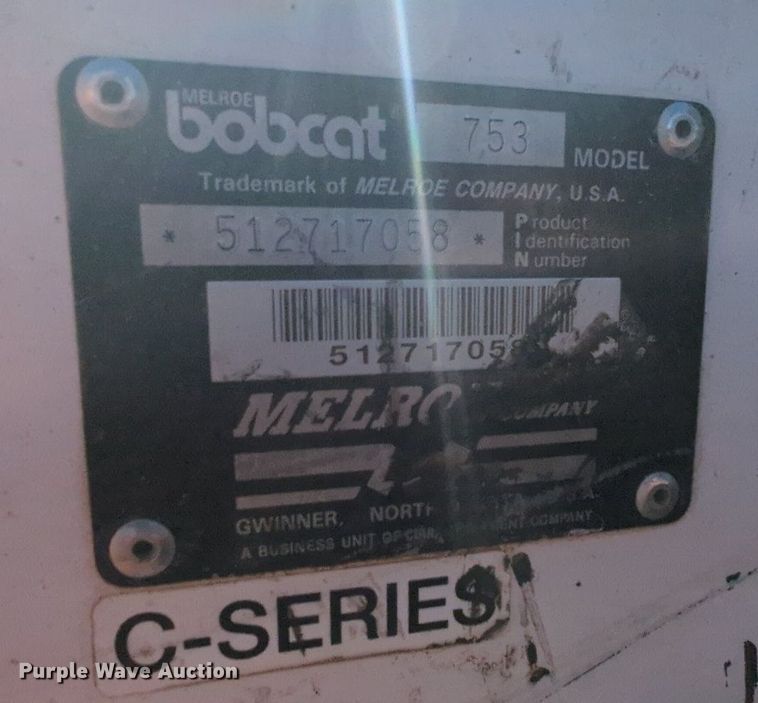 image for item MY9879 1994 Bobcat 753  skid steer loader