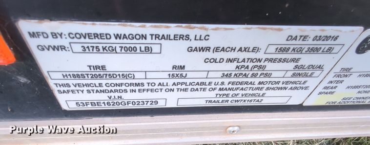 image for item MY9886 2016 Covered Wagon  enclosed cargo trailer