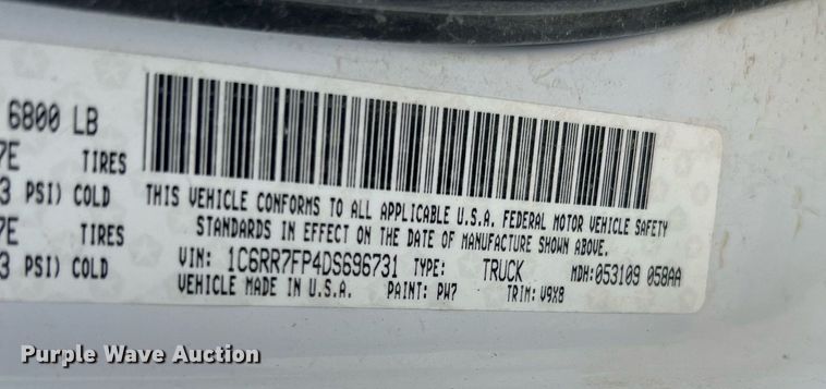 image for item NA9056 2013 Dodge Ram 1500  Crew Cab pickup truck