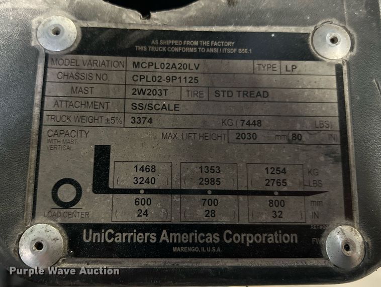 image for item NA9072 Nissan MCPL02A20LV  forklift