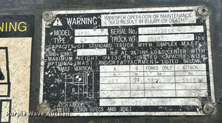 image for item NL9390 1998 Caterpillar GP30  forklift