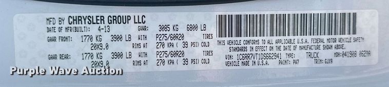 image for item NP9948 2013 Dodge Ram 1500  Crew Cab pickup truck