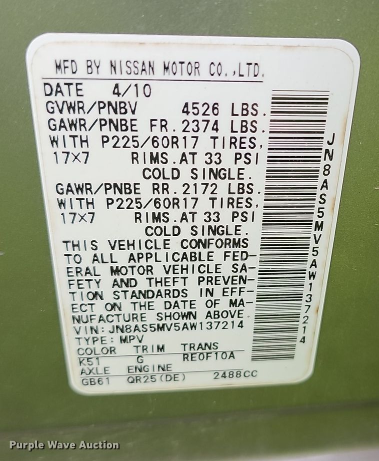 image for item NT9791 2010 Nissan Rogue SL  SUV