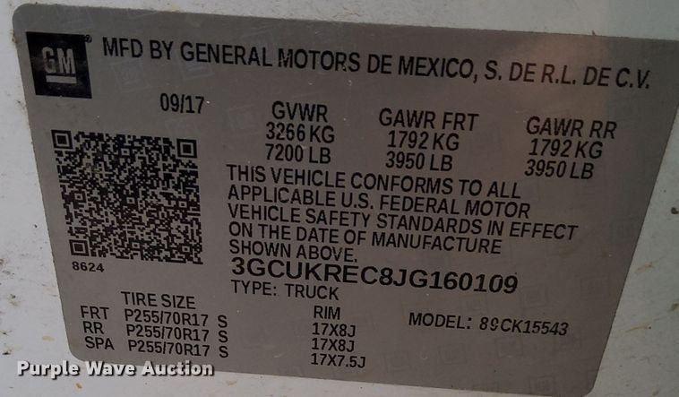 image for item NT9811 2018 Chevrolet Silverado 1500  Crew Cab pickup truck