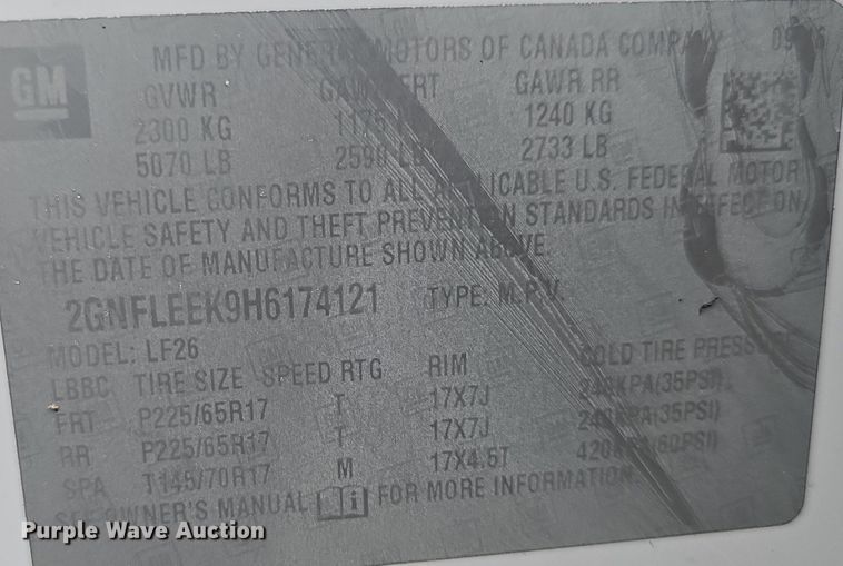 image for item NT9812 2017 Chevrolet Equinox  SUV