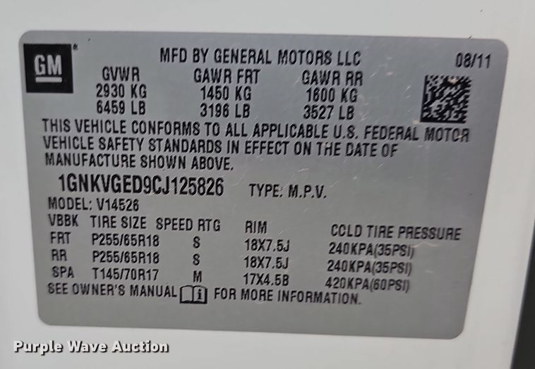 image for item NT9814 2012 Chevrolet Traverse LT  SUV