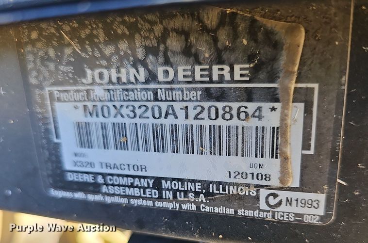 image for item NU9110 John Deere X320  lawn mower