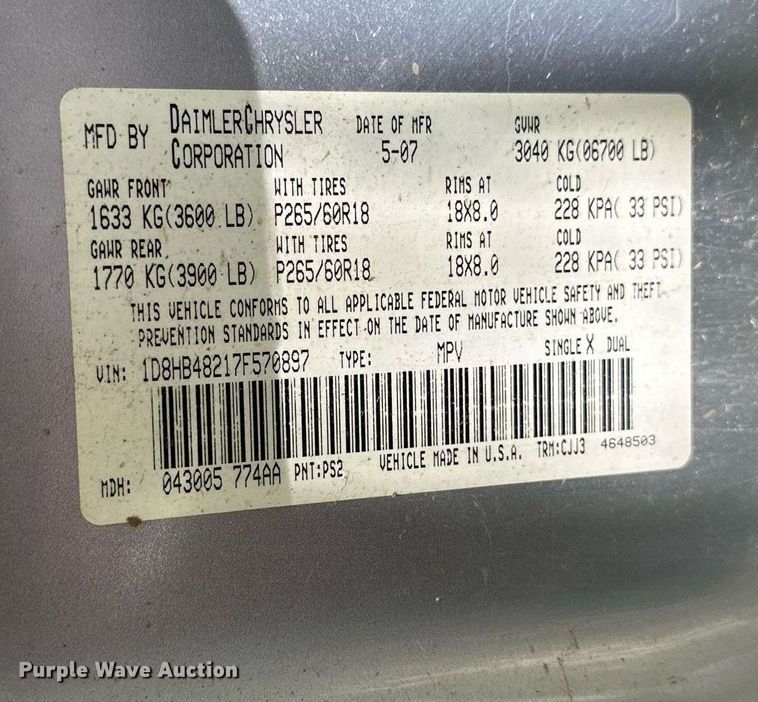 image for item OC9119 2007 Dodge Durango  SUV