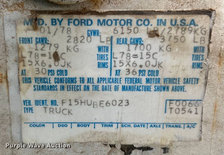 image for item OK9733 1978 Ford F150  pickup truck