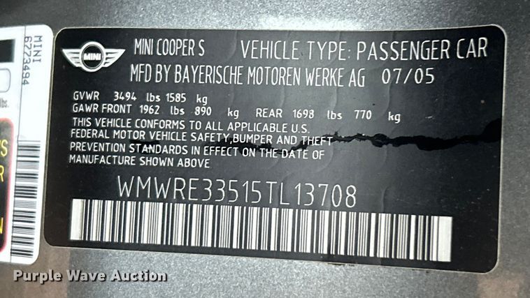 image for item OK9757 2005 Mini Cooper S