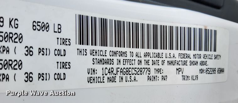 image for item OK9770 2014 Jeep Grand Cherokee  SUV