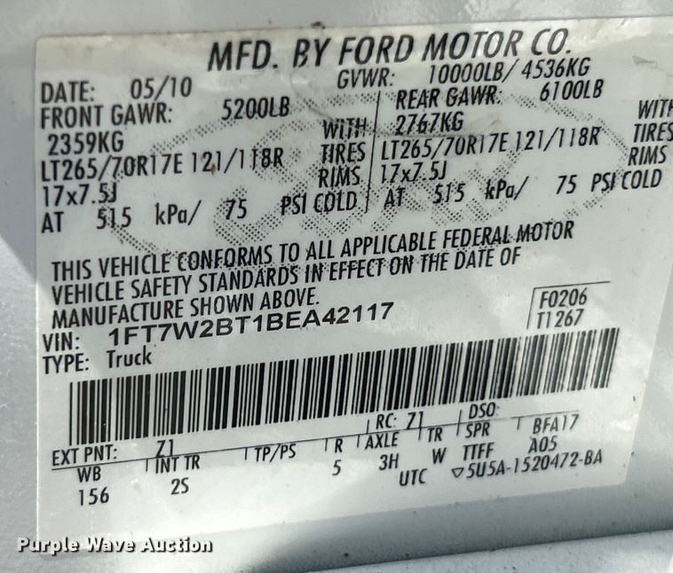 image for item OK9772 2011 Ford F250 Super Duty XLT  Crew Cab pickup truck