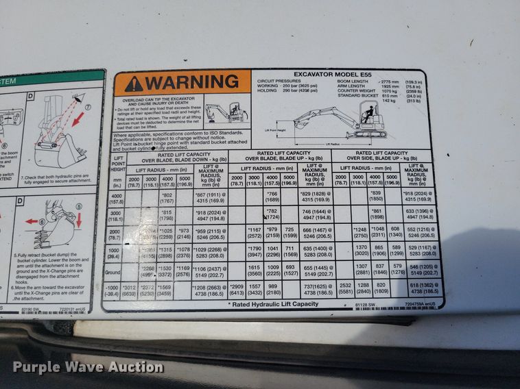 image for item DA7237 2015 Bobcat E55  mini excavator