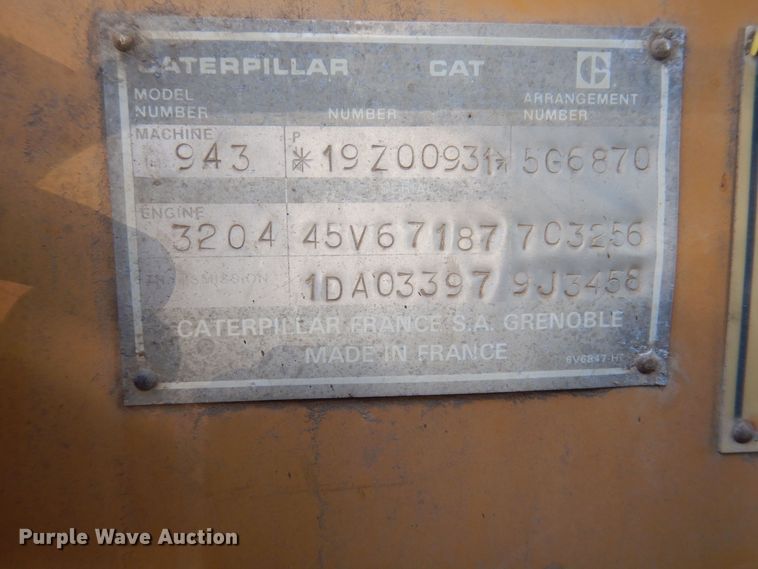 image for item DA7240 1988 Caterpillar 943  track loader