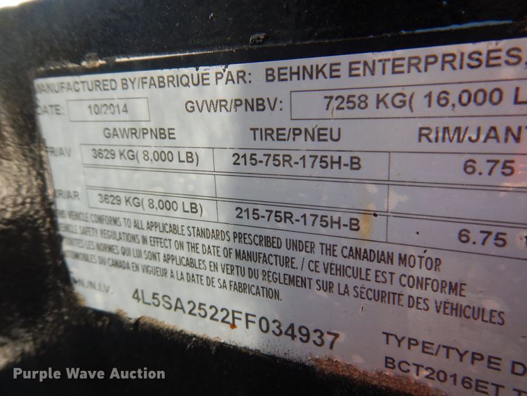 image for item DA7241 2015 B&B Trailers  tilt deck equipment trailer