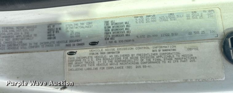 image for item DI7918 2003 Sterling L-Line  crane truck