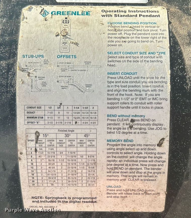 image for item DI7955 Greenlee 855 Smart Bender  conduit bender