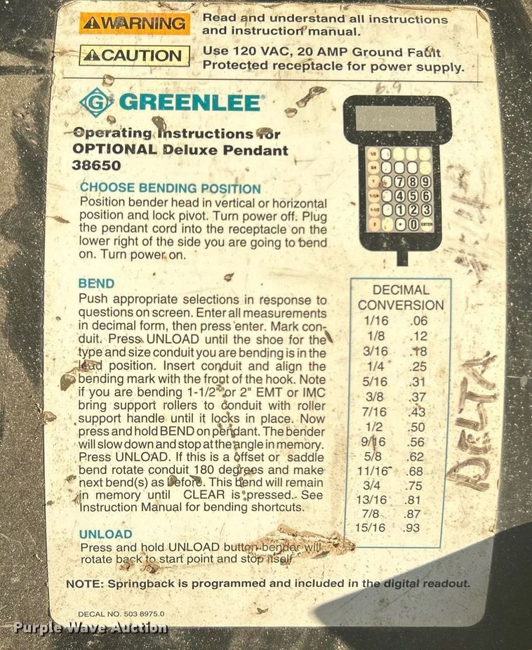 image for item DI7955 Greenlee 855 Smart Bender  conduit bender