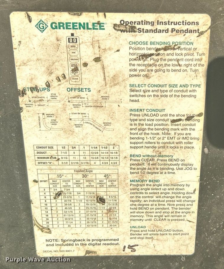 image for item DI7955 Greenlee 855 Smart Bender  conduit bender