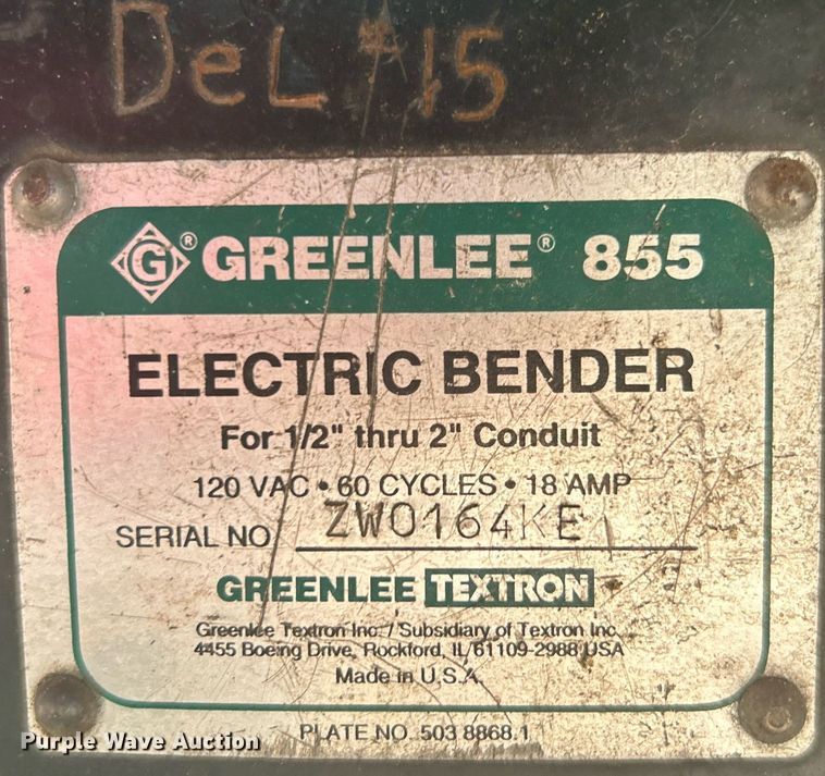 image for item DI7955 Greenlee 855 Smart Bender  conduit bender