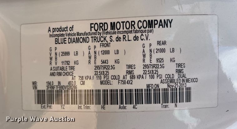 image for item DN3117 2013 Ford F750 Super Duty  forestry bucket truck