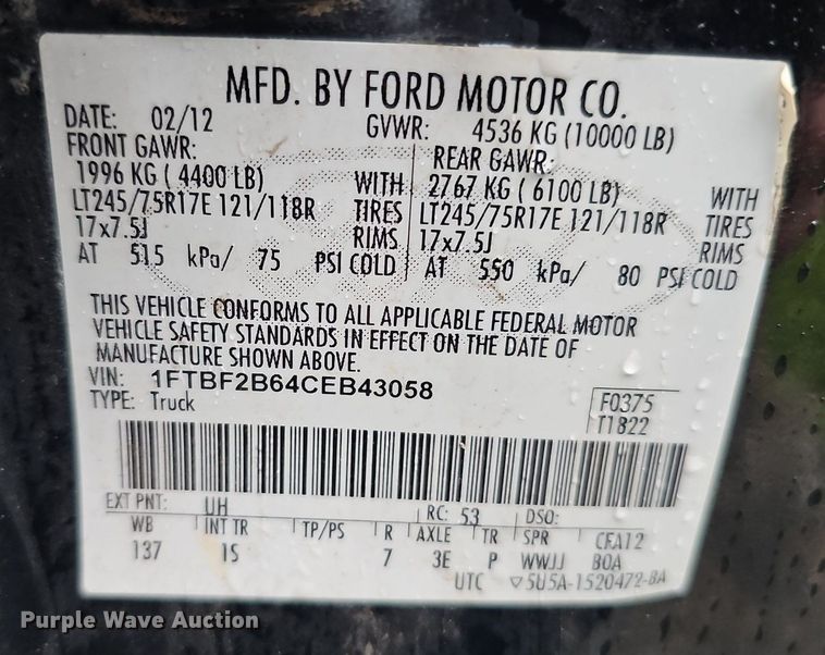 image for item DO2914 2012 Ford F250 Super Duty  flatbed pickup truck