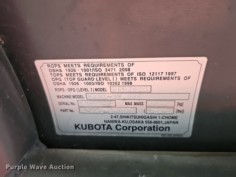 image for item DO2915 2015 Kubota KX91-3 Super Series 2  mini excavator