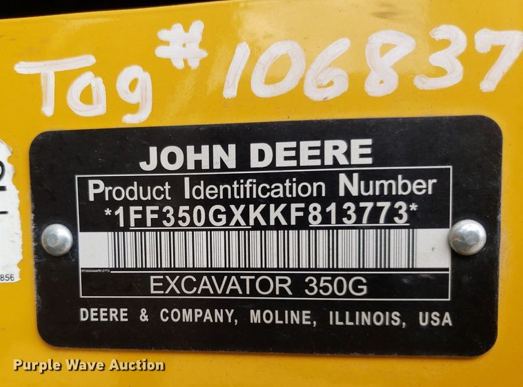 image for item DO2918 2019 John Deere 350G LC  excavator