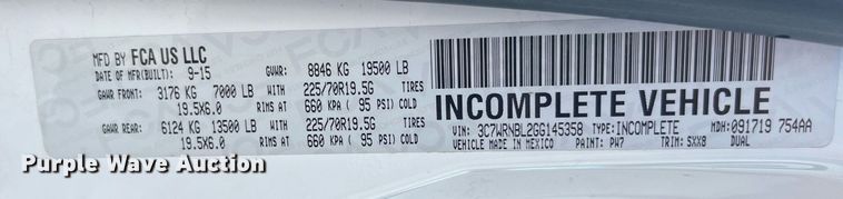 image for item DP0541 2016 Dodge Ram 5500HD  bucket truck