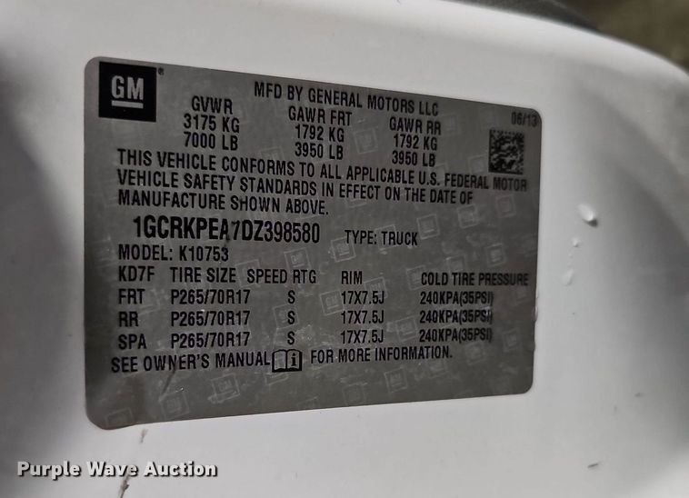 image for item DQ0132 2013 Chevrolet Silverado 1500  Ext. Cab pickup truck