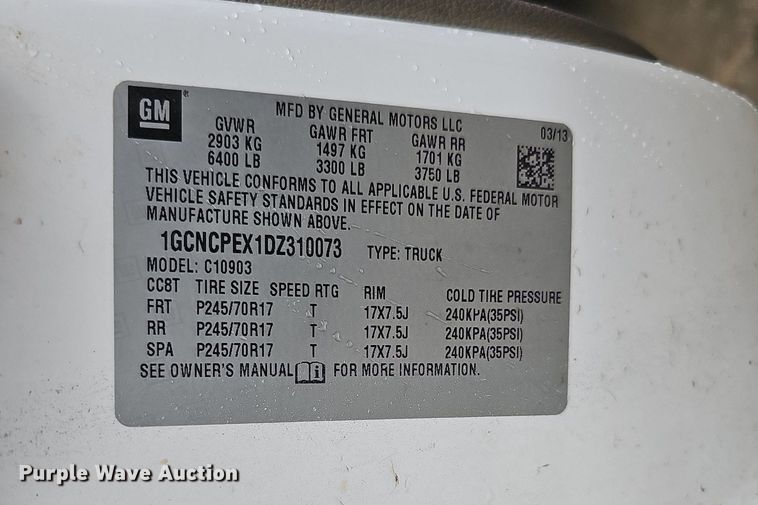 image for item DQ0133 2013 Chevrolet Silverado 1500  pickup truck