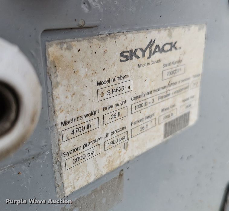 image for item DQ0145 2008 Skyjack SJIII 4626  scissor lift