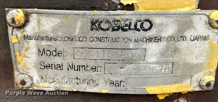 image for item DQ0871 2003 Kobelco SK115SRDZ  excavator