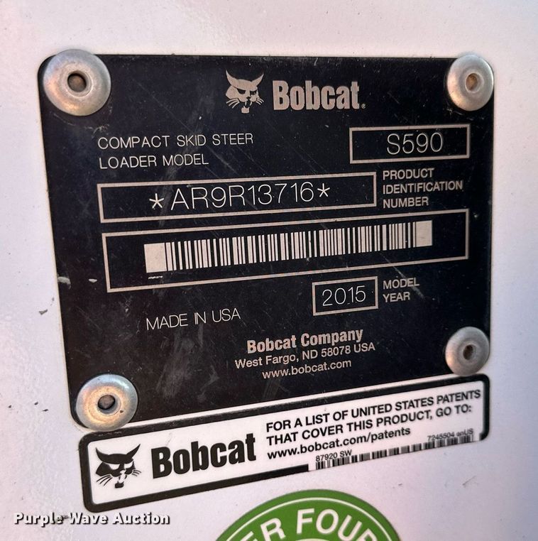 image for item DS2110 2015 Bobcat S590 skid steer loader