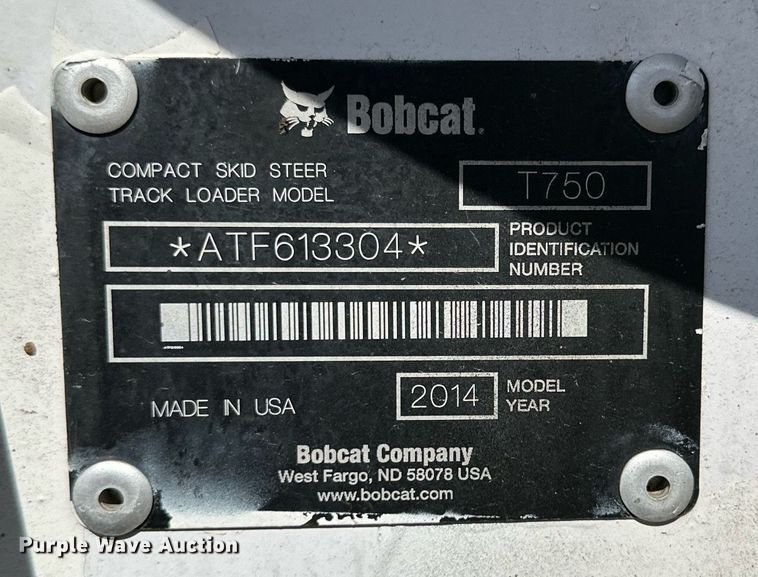 image for item KM9850 2014 Bobcat T750  tracked skid steer loader