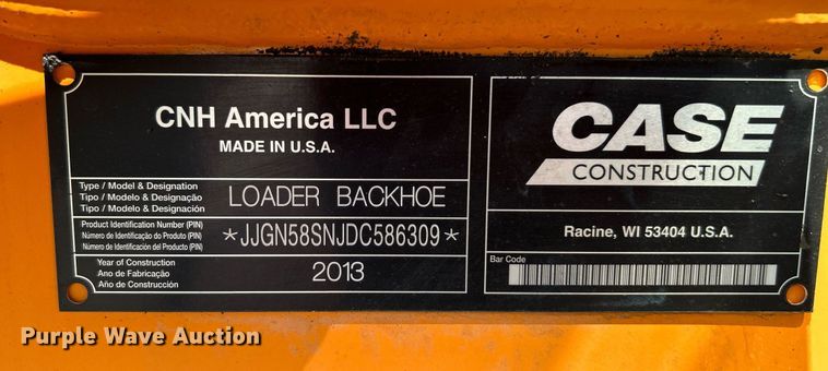 image for item KW9122 2013 Case 580 Super N  backhoe