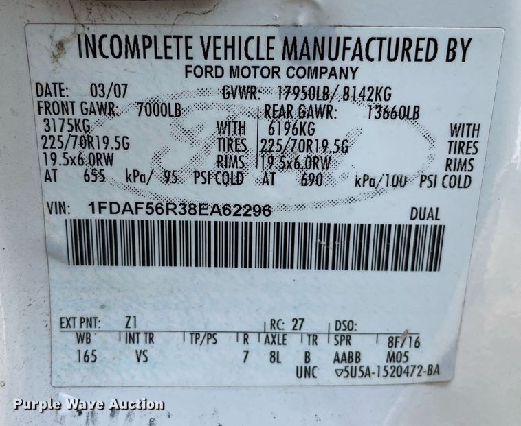 image for item LJ9784 2008 Ford F550 Super Duty XL  bucket truck