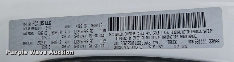 image for item LM9102 2018 Dodge Ram 2500HD  Crew Cab pickup truck