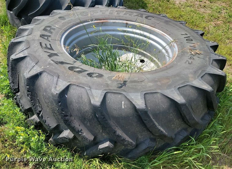 image for item LQ9042 (4) Goodyear Optitrac 710/70R42 tires and wheels