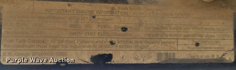 image for item LQ9067 2008 Ford F550 Super Duty XL  truck cab and chassis