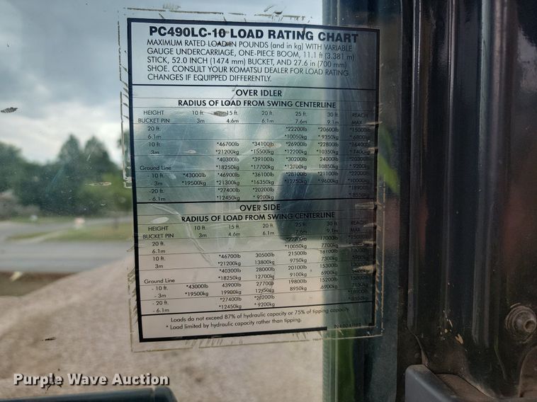 image for item LQ9076 2012 Komatsu PC490LC-10  excavator