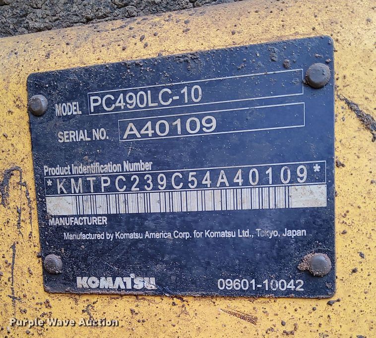 image for item LQ9076 2012 Komatsu PC490LC-10  excavator