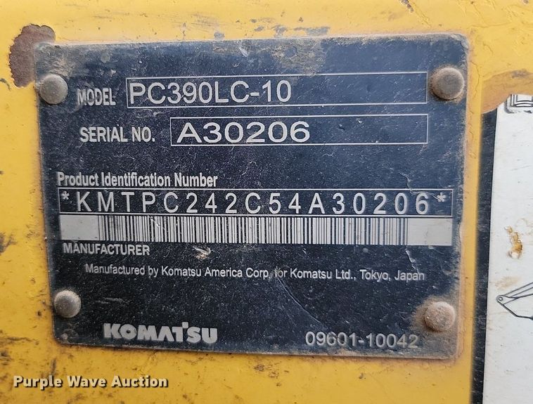 image for item LQ9080 2015 Komatsu PC390LC-10  excavator