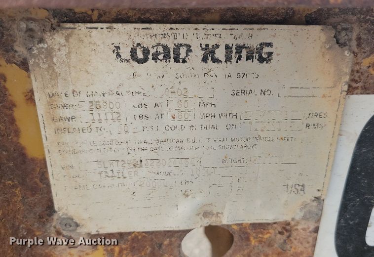 image for item LQ9081 2002 Load King  equipment trailer