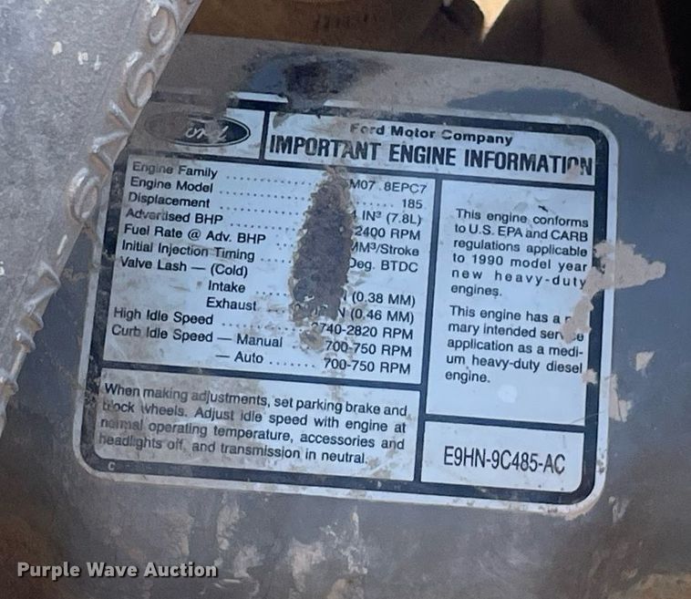 image for item LS9296 1991 Ford F800  dump truck