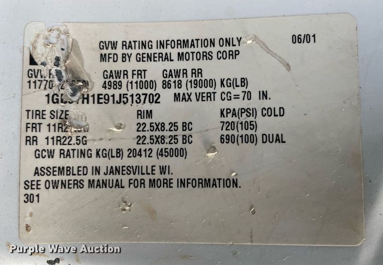 image for item LS9538 2001 GMC C7500  dump flatbed truck