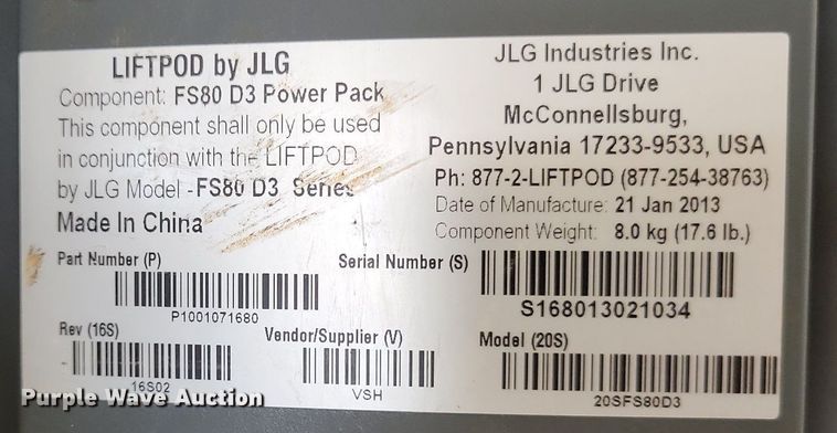 image for item LS9619 JLG FS80 Liftpod  vertical lift